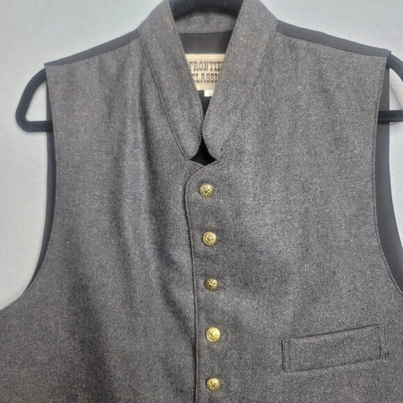Frontier Classics Western Mens L Cowboy Vest Gray Wool Poly Lined - Picture 3 of 5